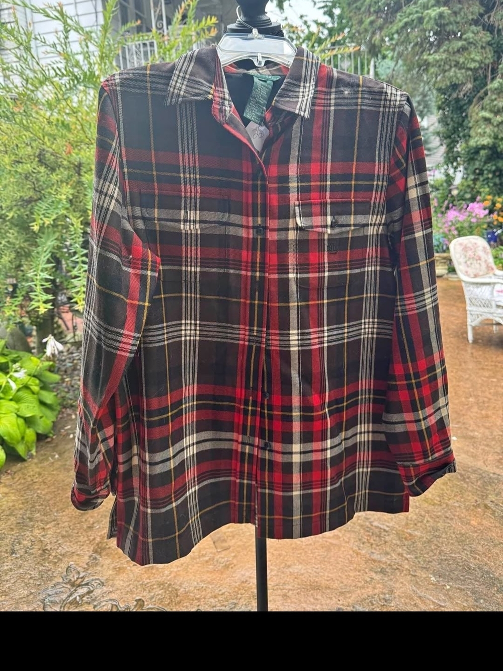 Ralph Lauren Black and Red Plaid Button-Down Shirt